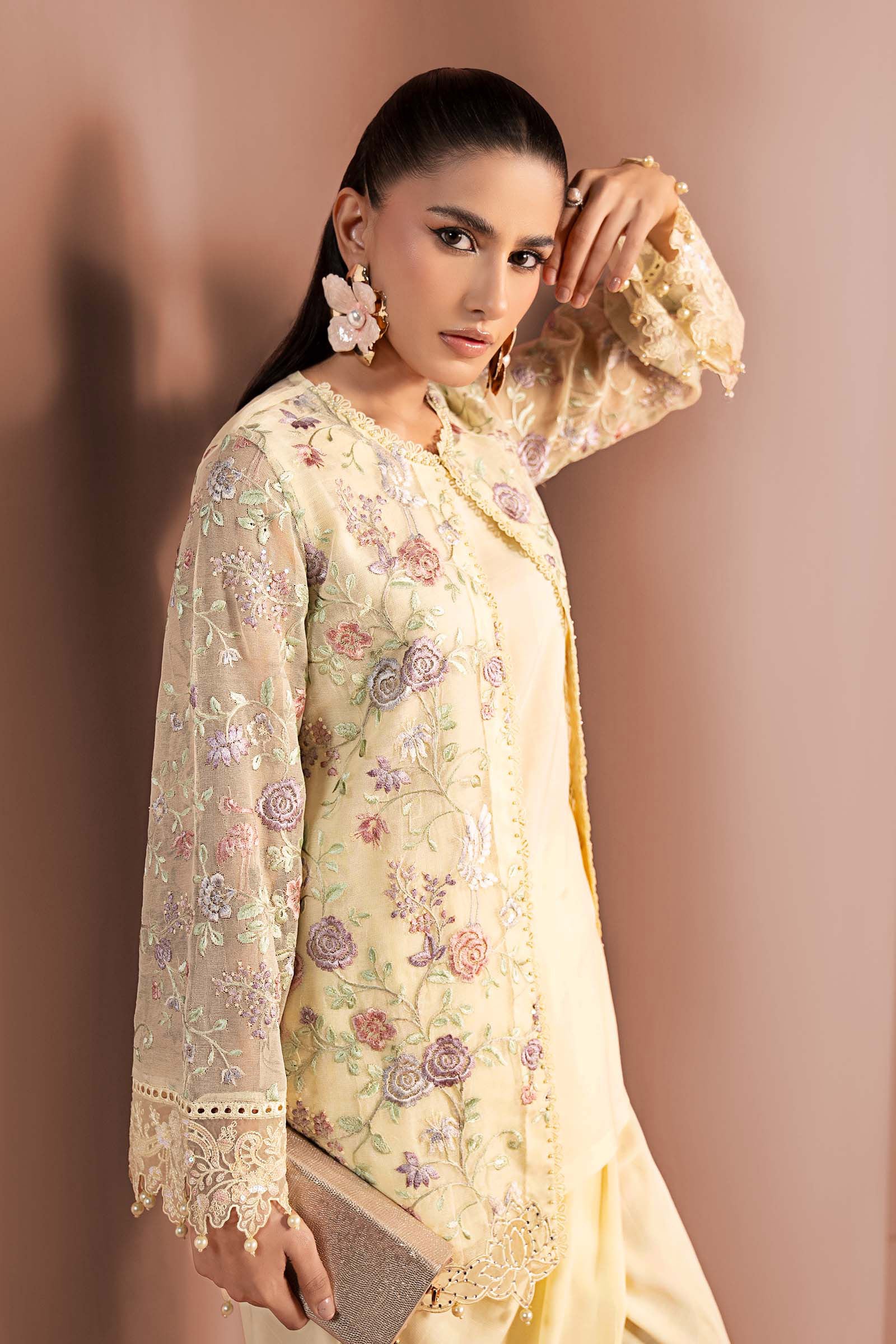 3 Piece Embroidered Cotton Net Suit - Image 4
