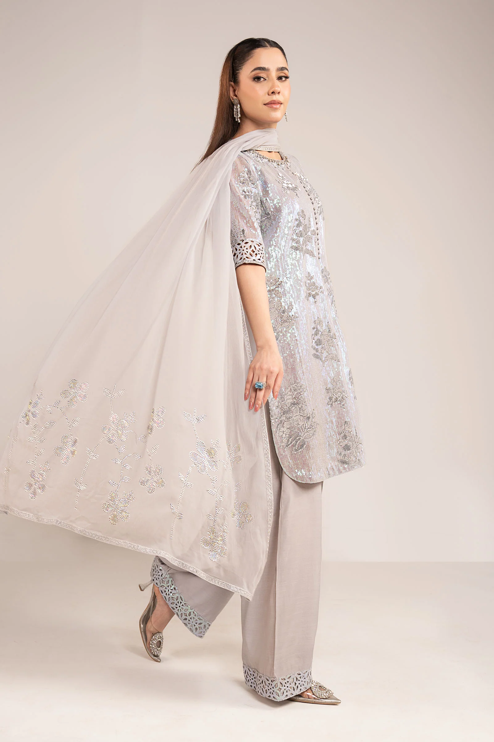 3 Piece Embroidered Chiffon Suit - Image 18